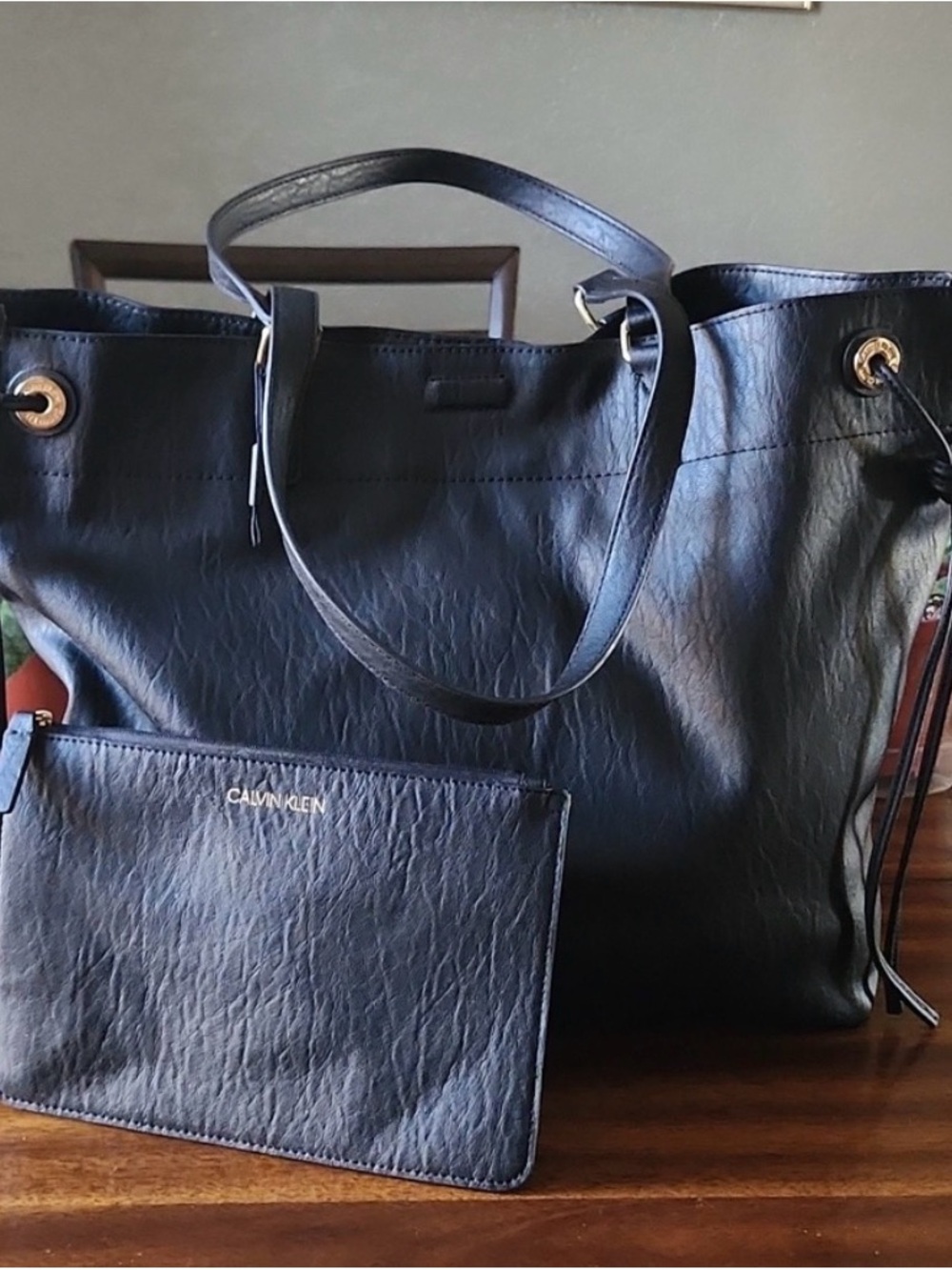 Calvin Klein Black Tote with Removable Pouch